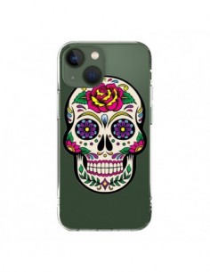 Coque iPhone 13 Tête de Mort Mexicaine Fleurs...