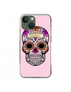 Coque iPhone 13 Tête de Mort Mexicaine Rose Multicolore -...