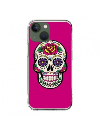 Coque iPhone 13 Tête de Mort Mexicaine Rose Fushia - Laetitia