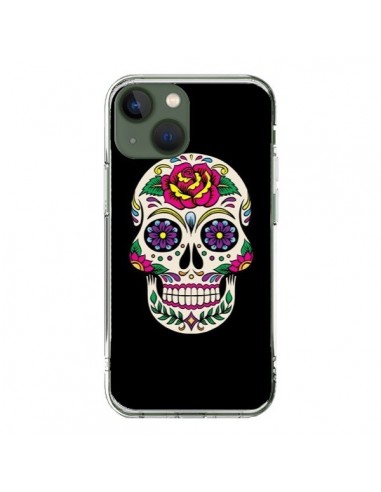 Coque iPhone 13 Tête de Mort Mexicaine Multicolore Noir - Laetitia