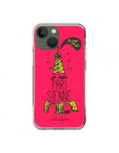 Coque iPhone 13 Je suis Parisienne La Tour Eiffel Rose - Leellouebrigitte