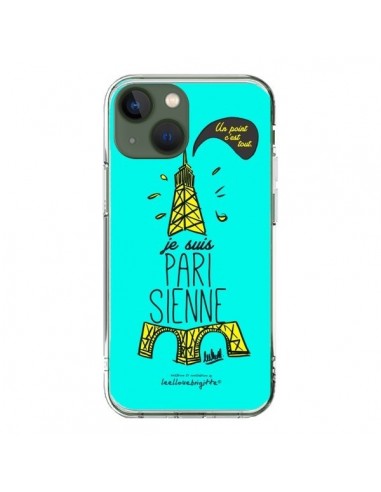 Coque iPhone 13 Je suis Parisienne La Tour Eiffel Bleu - Leellouebrigitte