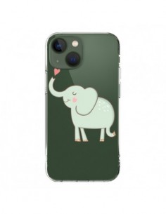 Cover iPhone 13 Elefante Animale Cuore Amore  Trasparente...