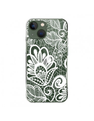 Coque iPhone 13 Lace Fleur Flower Blanc Transparente - Petit Griffin