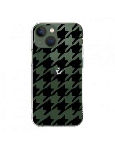 Cover iPhone 13 Vichy Gros Carre Nero Trasparente - Petit Griffin