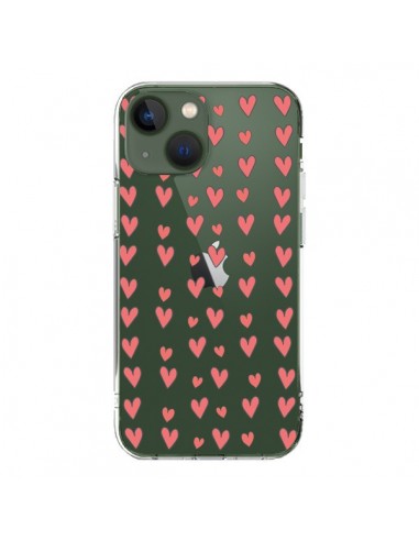 Coque iPhone 13 Coeurs Heart Love Amour Rouge Transparente - Petit Griffin