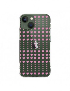 Coque iPhone 13 Coeurs Heart Love Amour Rose Transparente...