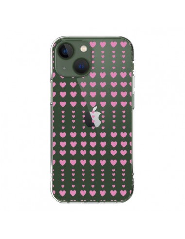 Coque iPhone 13 Coeurs Heart Love Amour Rose Transparente - Petit Griffin