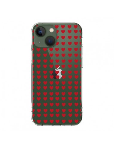 Coque iPhone 13 Coeurs Heart Love Amour Red Transparente - Petit Griffin