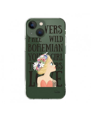 Coque iPhone 13 Flowers Love Transparente - Lolo Santo