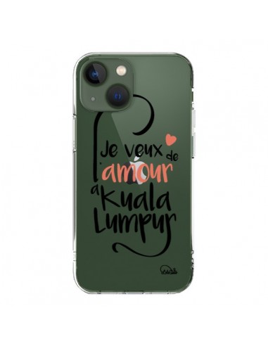 Coque iPhone 13 Je veux de l'amour à Kuala Lumpur Transparente - Lolo Santo