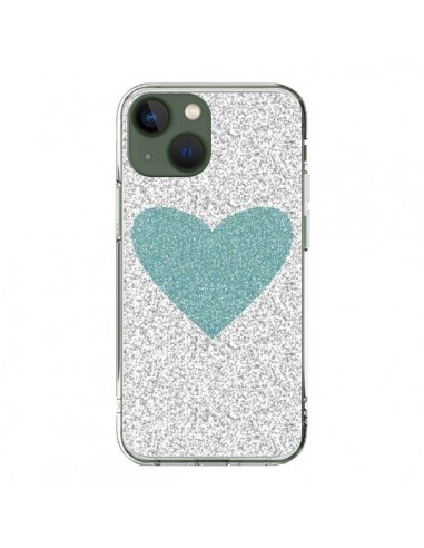 Cover iPhone 13 Cuore Blu Verde Argento Amore - Mary Nesrala