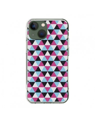 Coque iPhone 13 Azteque Triangles Rose Bleu Gris - Mary Nesrala
