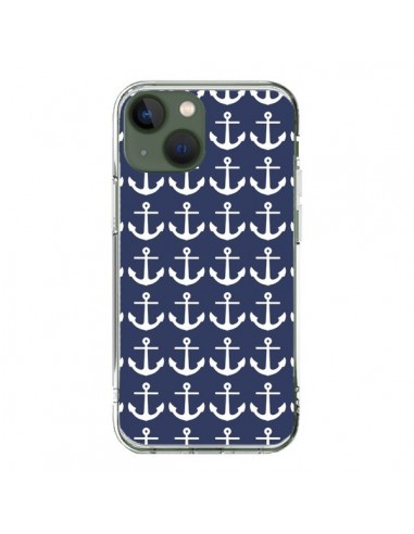 Coque iPhone 13 Ancre Marin Bleu Anchors Navy - Mary Nesrala