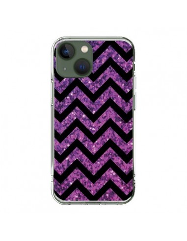 Cover iPhone 13 Chevron Viola Sparkle Triangolo Azteco - Mary Nesrala