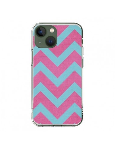 Cover iPhone 13 Fragola Chevron Rosa Blu - Mary Nesrala
