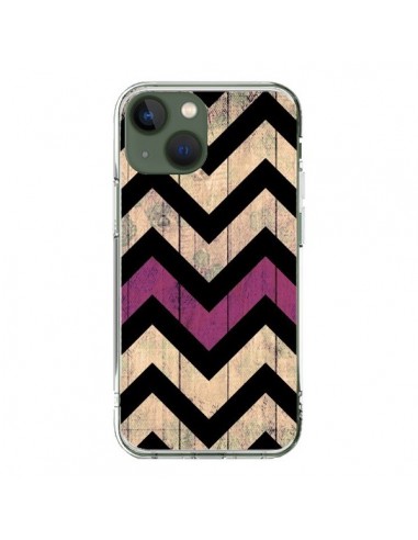 Coque iPhone 13 Chevron Vintage Bois Wood - Mary Nesrala