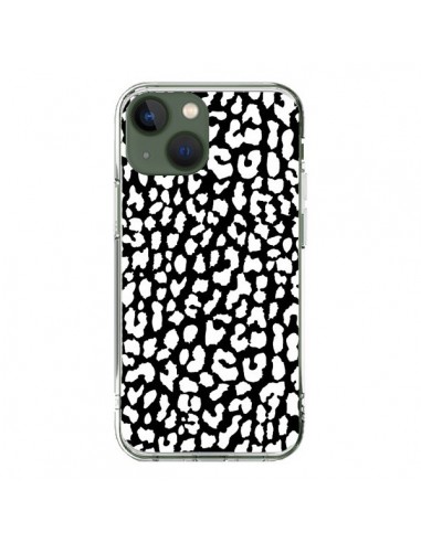 Coque iPhone 13 Leopard Noir et Blanc - Mary Nesrala