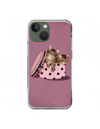 Coque iPhone 13 Chaton Chat Kitten Boite Pois - Maryline Cazenave