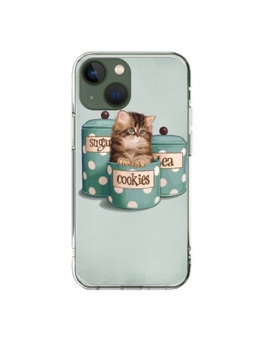 Coque iPhone 13 Chaton Chat Kitten Boite Cookies Pois - Maryline Cazenave