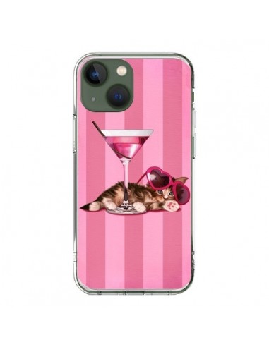 Coque iPhone 13 Chaton Chat Kitten Cocktail Lunettes Coeur - Maryline Cazenave