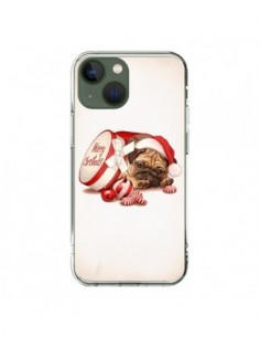 Coque iPhone 13 Chien Dog Pere Noel Christmas Boite -...