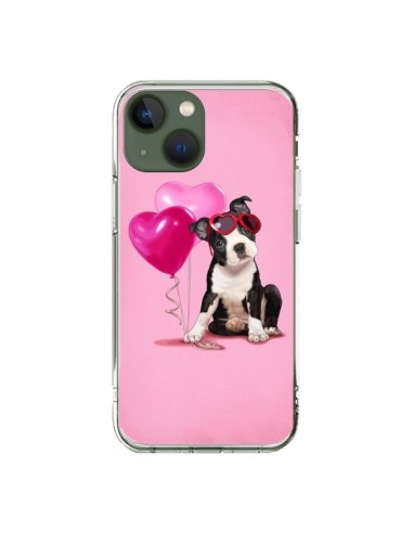 Coque iPhone 13 Chien Dog Ballon Lunettes Coeur Rose - Maryline Cazenave