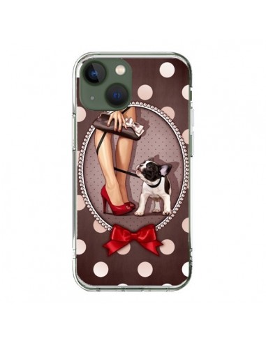 Coque iPhone 13 Lady Jambes Chien Dog Pois Noeud papillon - Maryline Cazenave