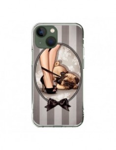 Cover iPhone 13 Lady Nero Papillon Cane Luxe - Maryline...