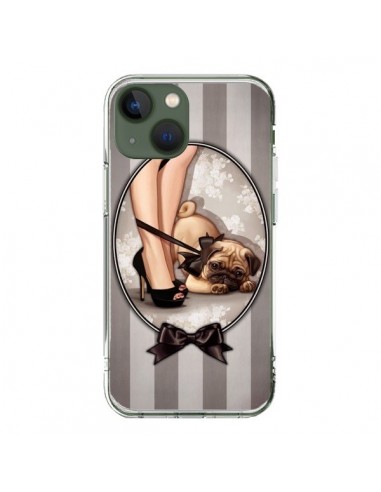 Cover iPhone 13 Lady Nero Papillon Cane Luxe - Maryline Cazenave