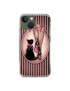 Cover iPhone 13 Lady Gatto Papillon Pois Scarpe -...