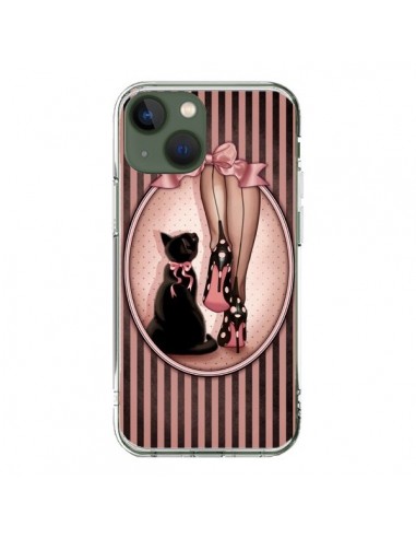 Cover iPhone 13 Lady Gatto Papillon Pois Scarpe - Maryline Cazenave