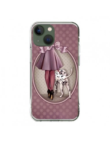 Cover iPhone 13 Lady Cane Dalmata Vestito Pois - Maryline Cazenave