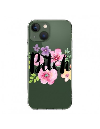 Coque iPhone 13 Bitch Flower Fleur Transparente - Maryline Cazenave