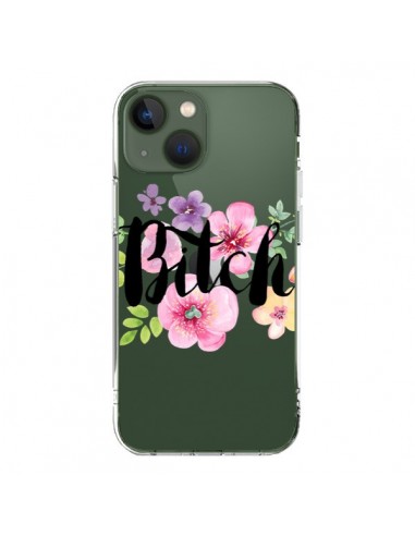 Cover iPhone 13 Bitch Flower Fiori Trasparente - Maryline Cazenave