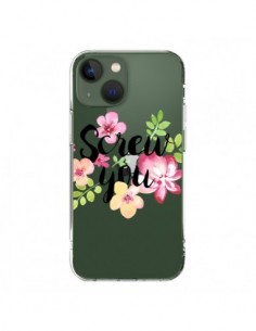 Cover iPhone 13 Screw you Flower Fiori Trasparente -...