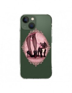 Cover iPhone 13 Lady Jambes Cane Bulldog Dog Rosa Pois...