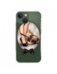Coque iPhone 13 Lady Jambes Chien Bulldog Dog Noeud...
