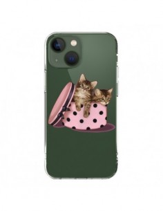 Coque iPhone 13 Chaton Chat Kitten Boite Pois...