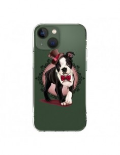 iPhone 13 Case Dog Bulldog Dog Gentleman Bow tie Cappello...