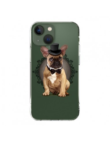 Cover iPhone 13 Cane Bulldog Papillon Cappello Trasparente - Maryline Cazenave