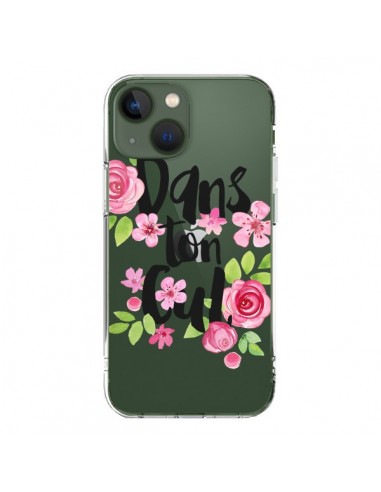 Coque iPhone 13 Dans Ton Cul Fleurs Transparente - Maryline Cazenave