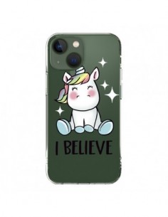 Coque iPhone 13 Licorne I Believe Transparente - Maryline...