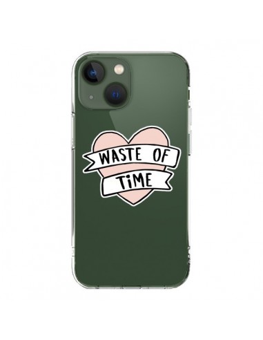 Coque iPhone 13 Waste Of Time Transparente - Maryline Cazenave