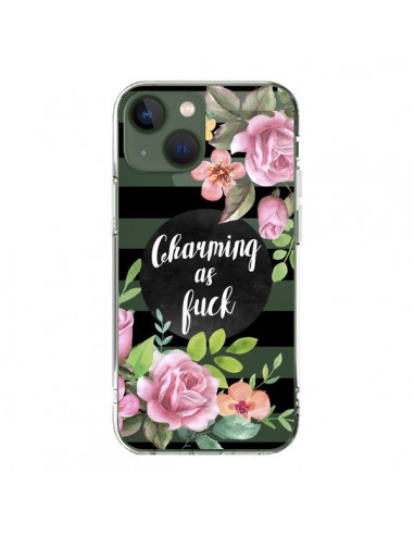 Cover iPhone 13 Charming as Fuck Fioris Trasparente - Maryline Cazenave