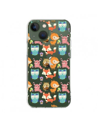 Coque iPhone 13 Renard Ecureuil Lapin Hibou Transparente - Maria Jose Da Luz