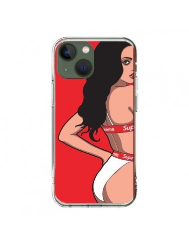 Coque iPhone 13 Pop Art Femme Rouge - Mikadololo