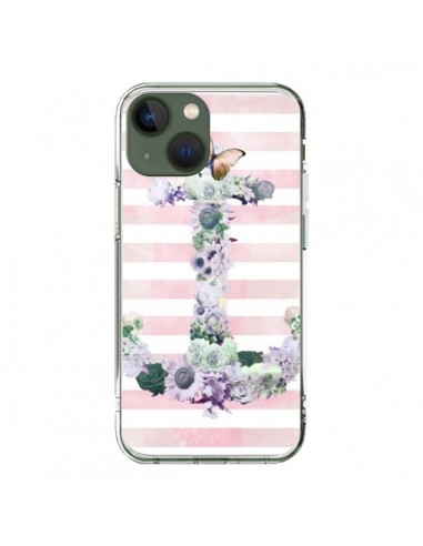 Coque iPhone 13 Ancre Rose Fleurs Navire - Monica Martinez