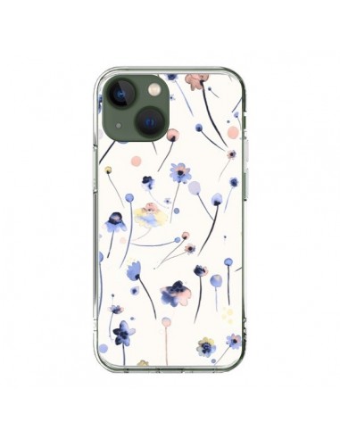 Coque iPhone 13 Blue Soft Flowers - Ninola Design