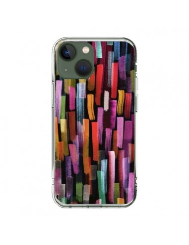 Coque iPhone 13 Colorful Brushstrokes Black - Ninola Design